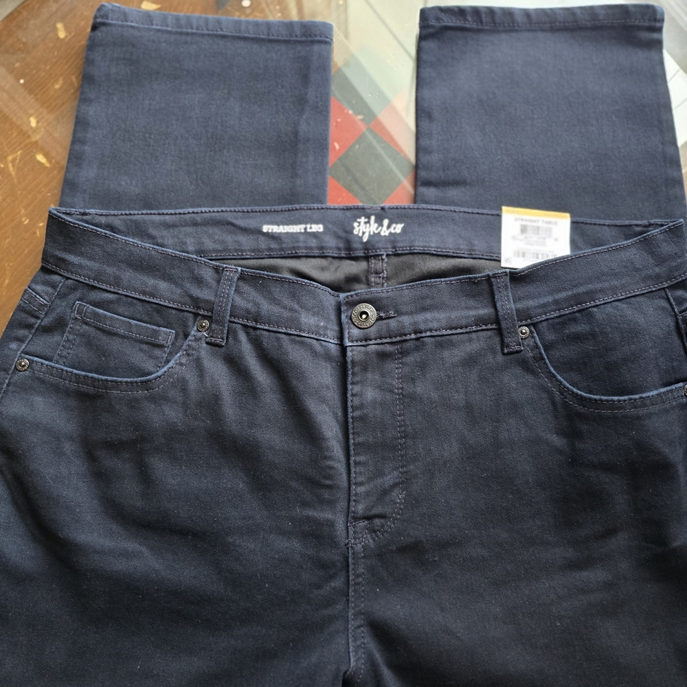 Style & Co. 16 Women's Straight Leg Dark Blue Jeans NWT